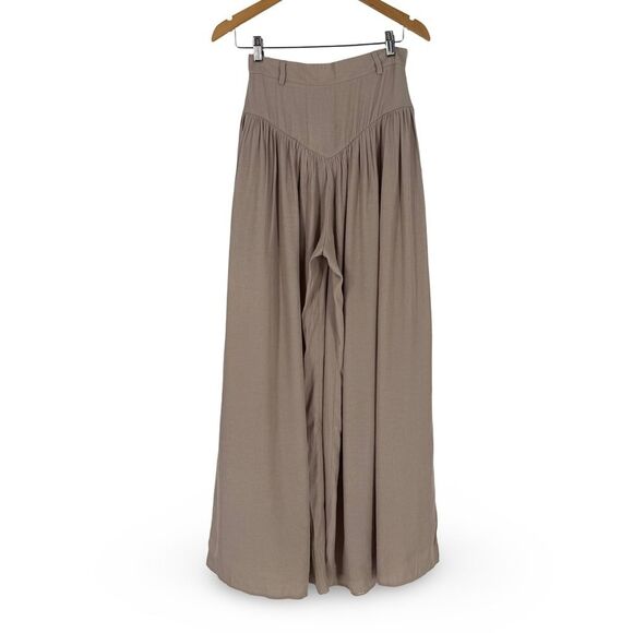 NWT Mulla Wide Leg Pleated Pants in Beige | Size Small - Picture 2 of 9